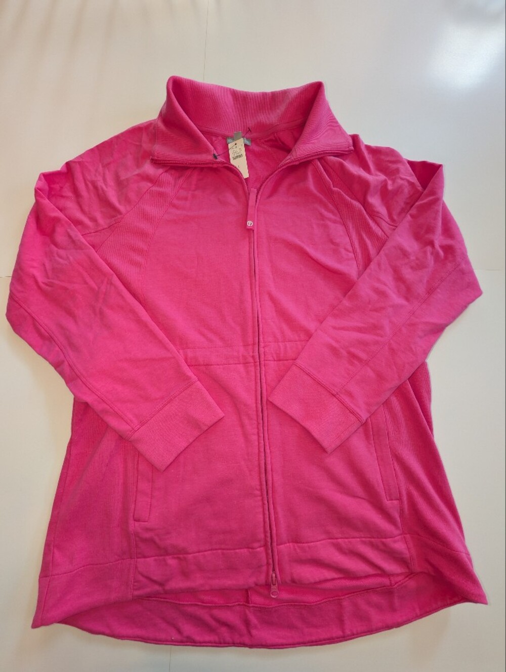 T By Talbots Women's Modal French Terry Zip Up Jacket, Size L, Pink